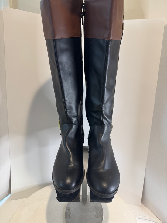 Karen Scott Shoes - Karen Scott Deliee Brown Black Faux Leather Calf Riding Boot size 8.5